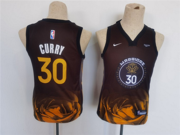 Youth Golden State Warriors #30 Stephen Curry 2022/2023 Black City edition Stitched Basketball Jersey